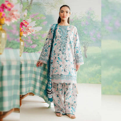 Afrozeh White Printed Lawn Collection Replica