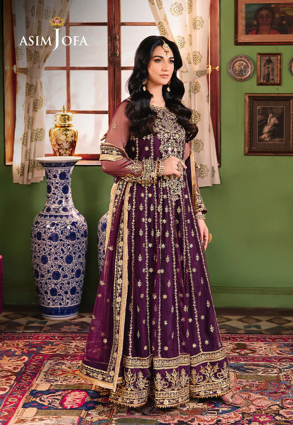 Asim Jofa Purple Net Formal Collection Maxi Replica