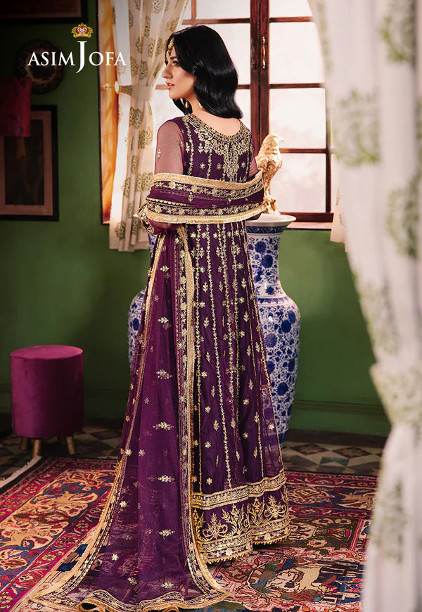 Asim Jofa Purple Net Formal Collection Maxi Replica