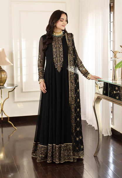 Asim Jofa Black Embroidered Chiffon Collection Replica