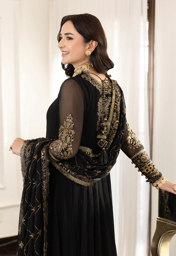 Asim Jofa Black Embroidered Chiffon Collection Replica