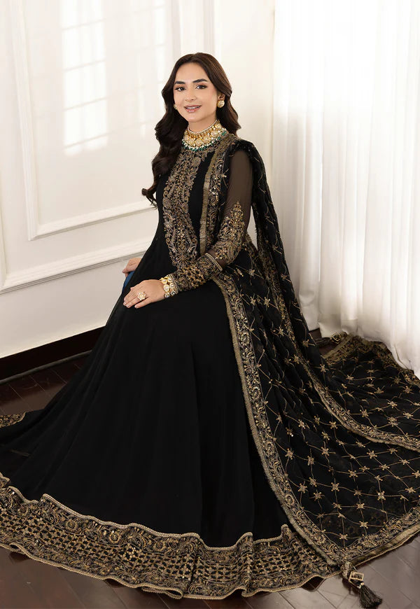 Asim Jofa Black Embroidered Chiffon Collection Replica