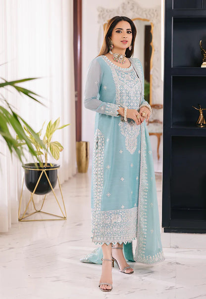 Asim Jofa Sky Blue Chiffon Formal Collection Replica