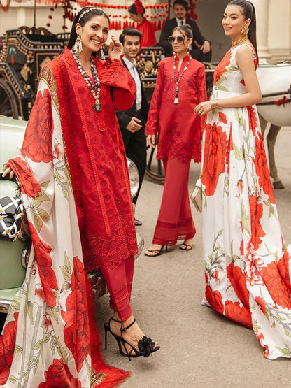 Mushq Red Luxury Lawn Collection Replica