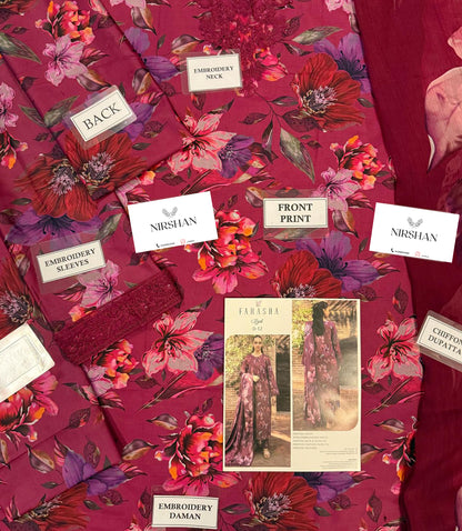 Farasha | Magenta - Printed Lawn Collection Replica