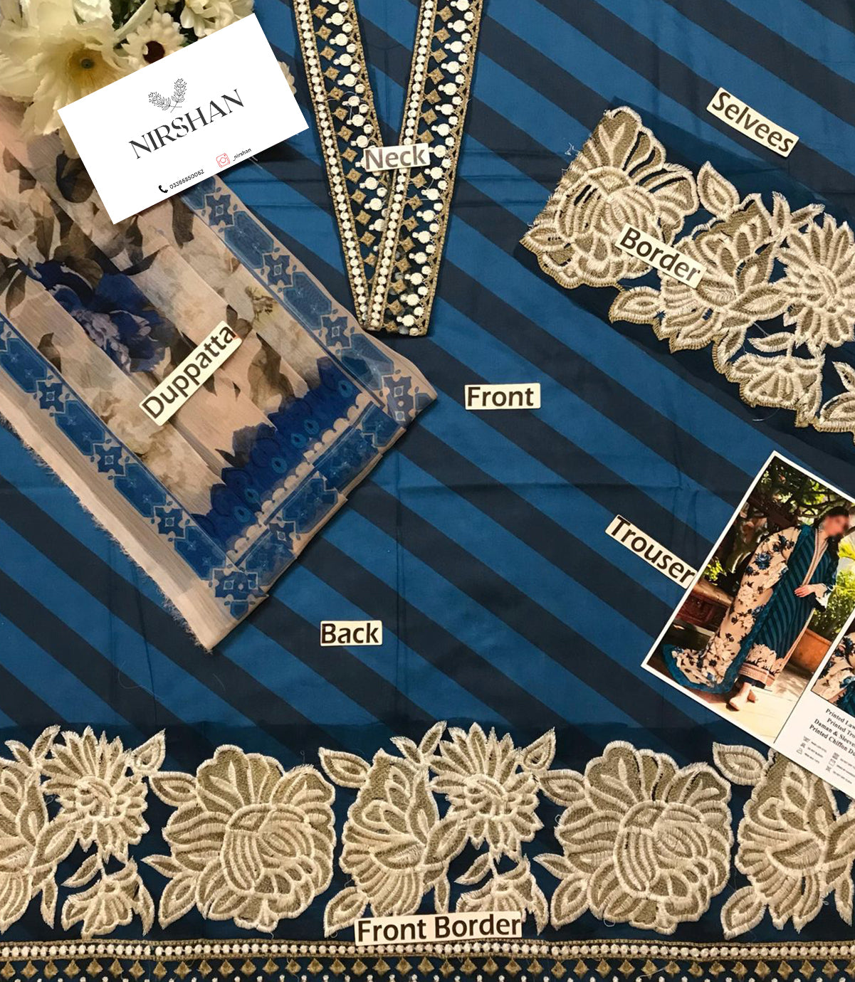 Zainab Chottani | Dark Blue - Lawn Collection Replica
