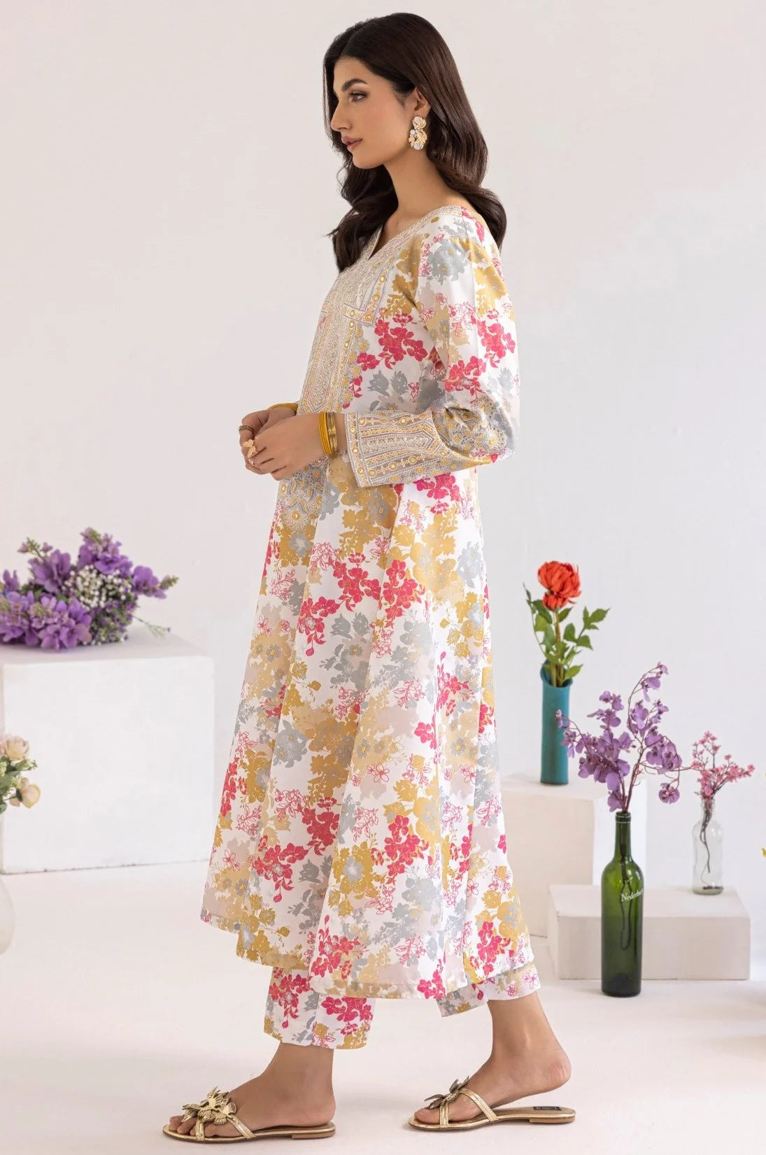 Mohagni Peach Printed Lawn Embroidered Collection Replica