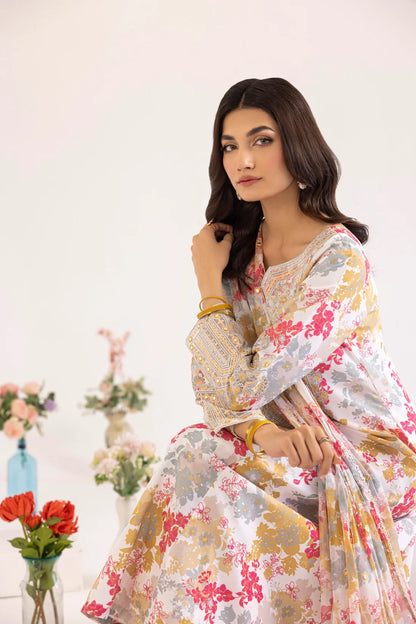 Mohagni Peach Printed Lawn Embroidered Collection Replica