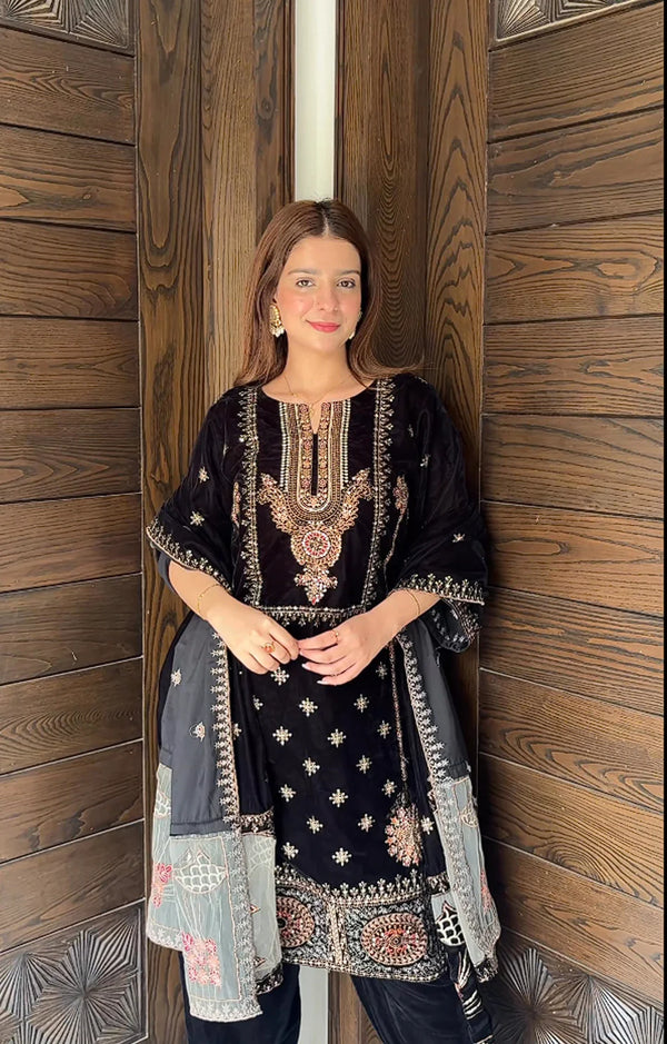 Maria.B Velvet 01 Black 3Pc