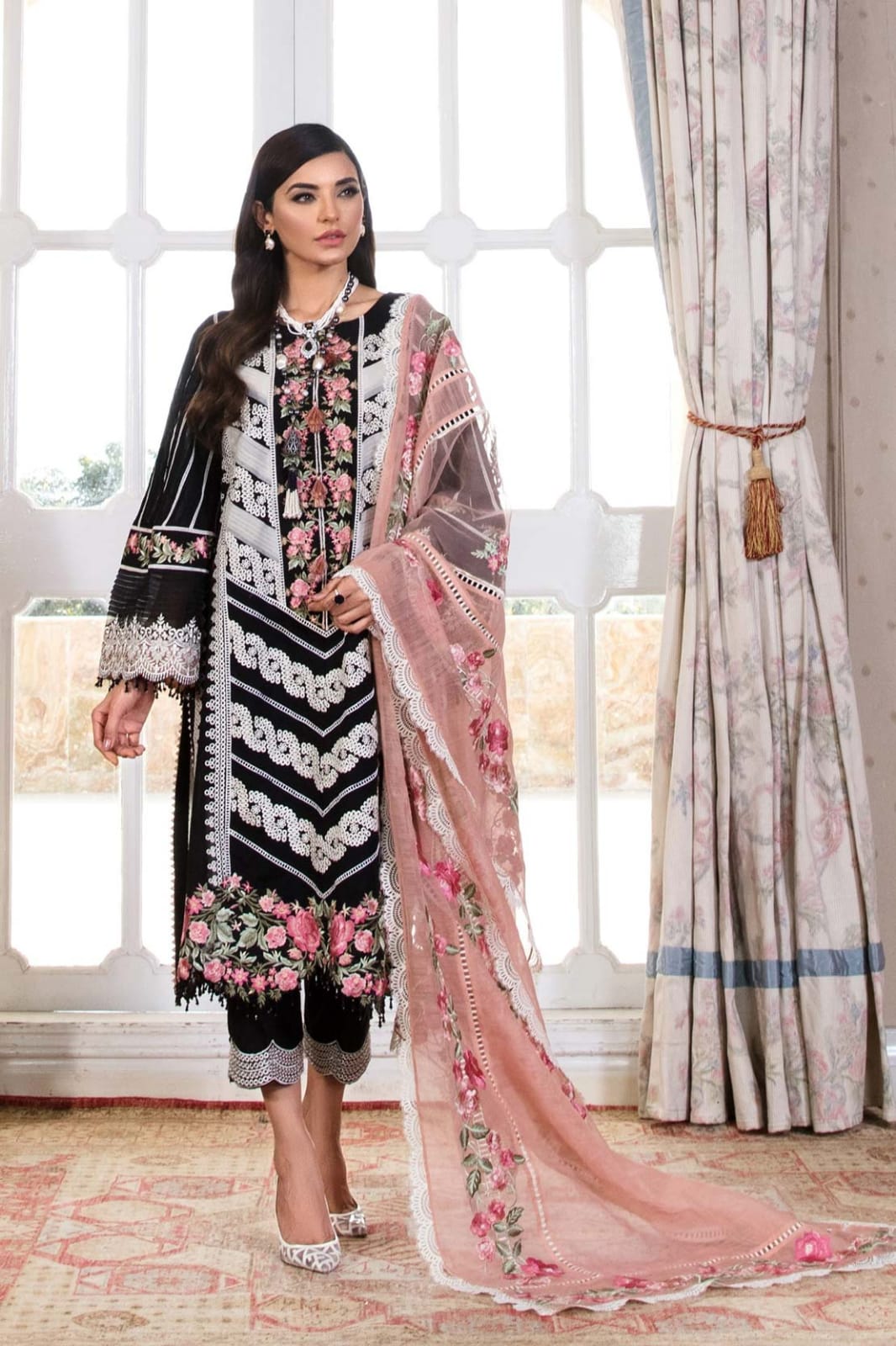 Crimson Black Luxury Lawn Collection Replica