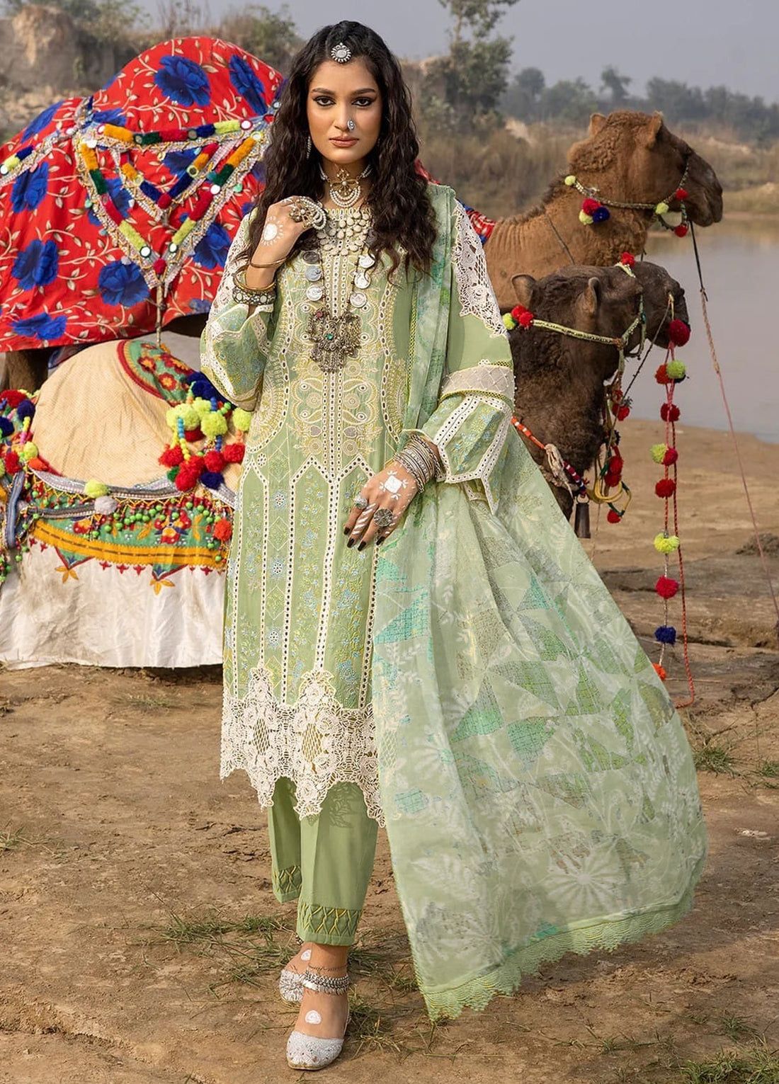 Adan's Libas Pistachio Luxury Lawn Collection Replica