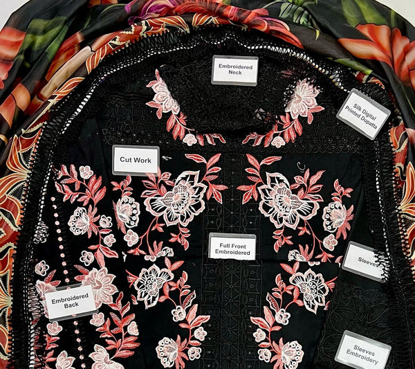 Mushq Black Printed Lawn Collection Replica