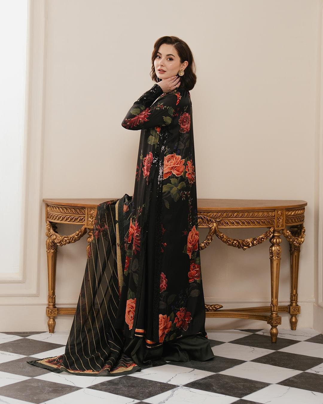 Lulusar Black Printed Silk Collection Replica