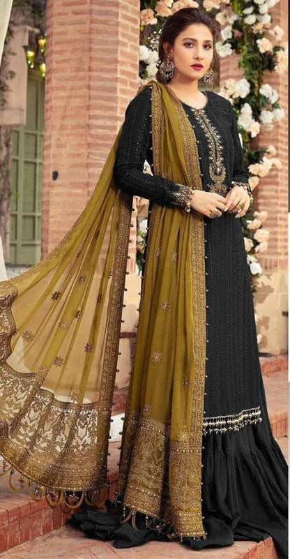 Maria B Mbroided Black Chiffon Collection Replica