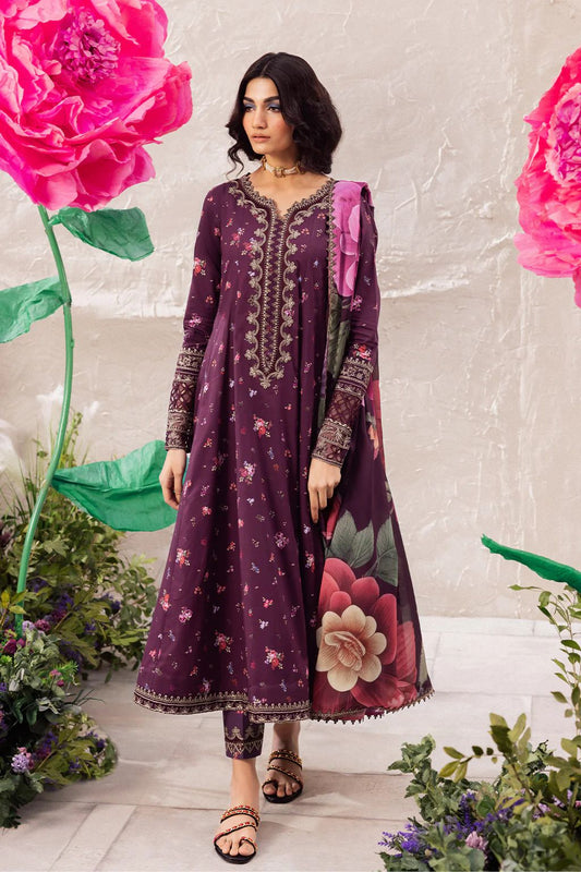 Iznik Dahlia Purple Luxury Lawn Collection Replica