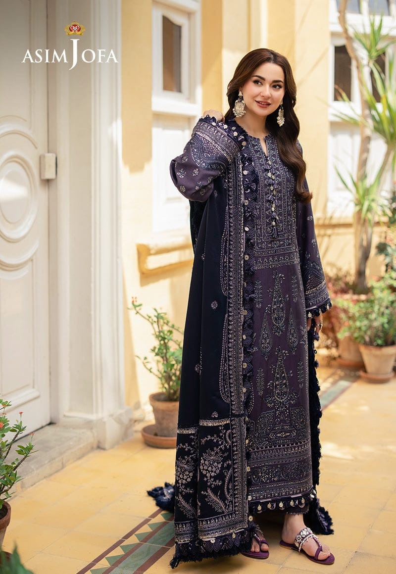 Asim Jofa | Navy Blue - Embroidered Chiffon Collection Replica