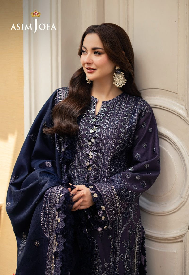 Asim Jofa | Navy Blue - Embroidered Chiffon Collection Replica