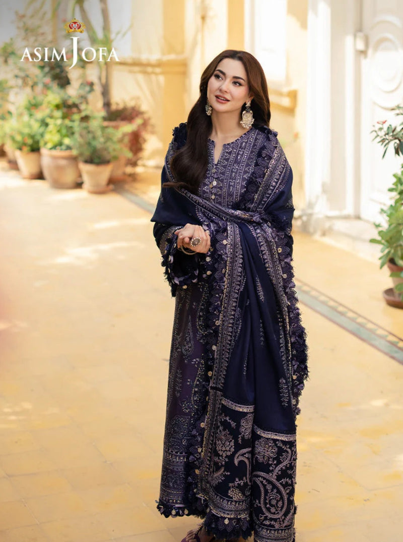 Asim Jofa | Navy Blue - Embroidered Chiffon Collection Replica