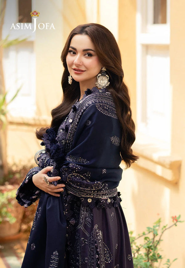 Asim Jofa | Navy Blue - Embroidered Chiffon Collection Replica