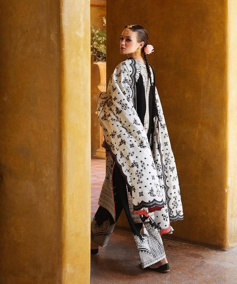Hussain Rehar | Black and white - Embroidered Lawn Collection Replica