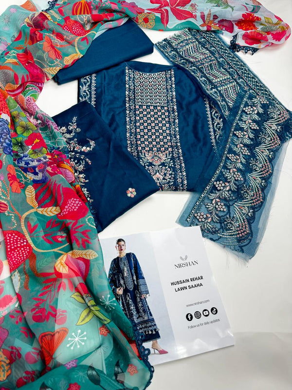 Hussain Rehar Lawn Saaha (Blue Elegance)