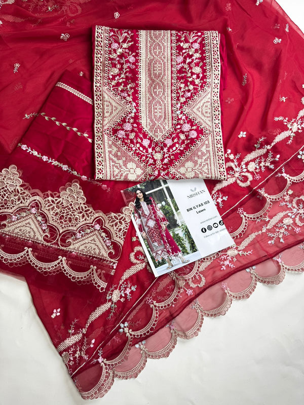 BIN ILYAS 103 B Lawn (Maroon Signature)