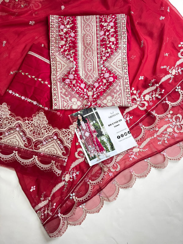 BIN ILYAS 103 B Lawn (Maroon Signature)