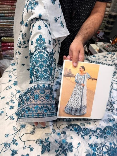 FAIZA SAQLAIN LAWN WHITE BLUE