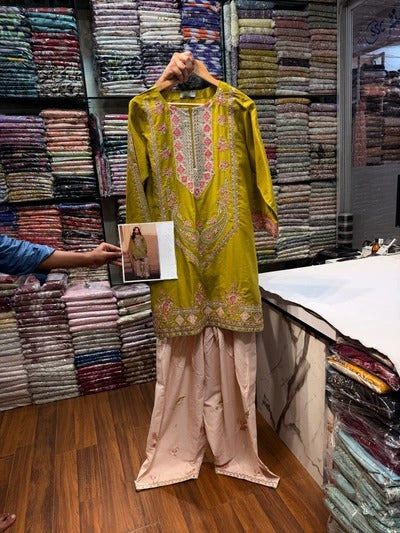 ETHNC KURTA SET 2Pc E-123 LIME