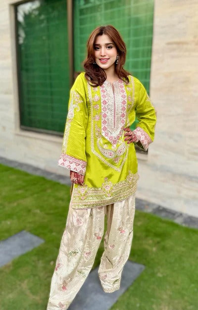 ETHNC KURTA SET 2Pc E-123 LIME