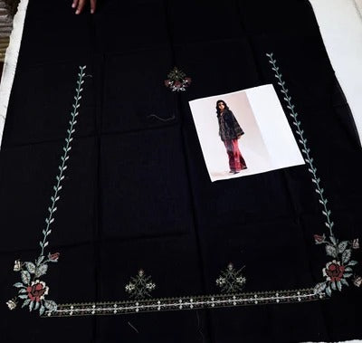 ETHNC BLACK & RED 2PC UNSTICHED