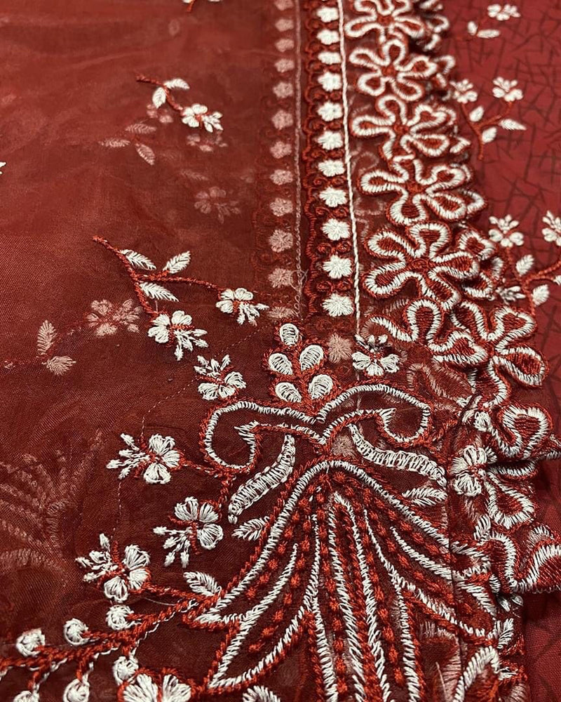 Suffuse Maha  Reddish Maroon Embroidered Luxury Lawn Collection Replica