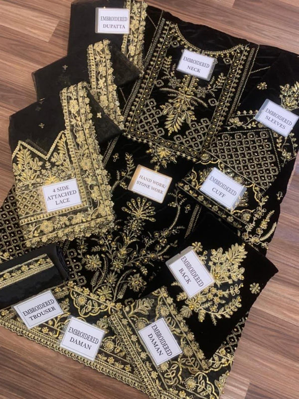 Gulaal Black Velvet Formal Collection Replica