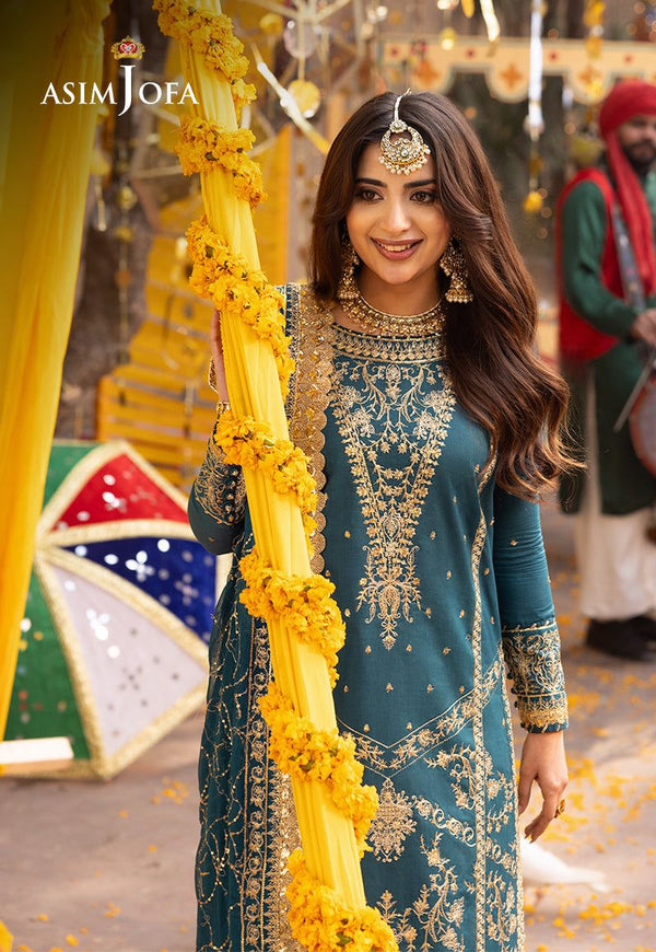 Asim Jofa Blue Chiffon Formal Collection Replica