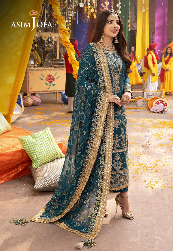 Asim Jofa Blue Chiffon Formal Collection Replica