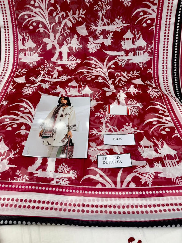 Jazmin White Printed Lawn Collection Replica