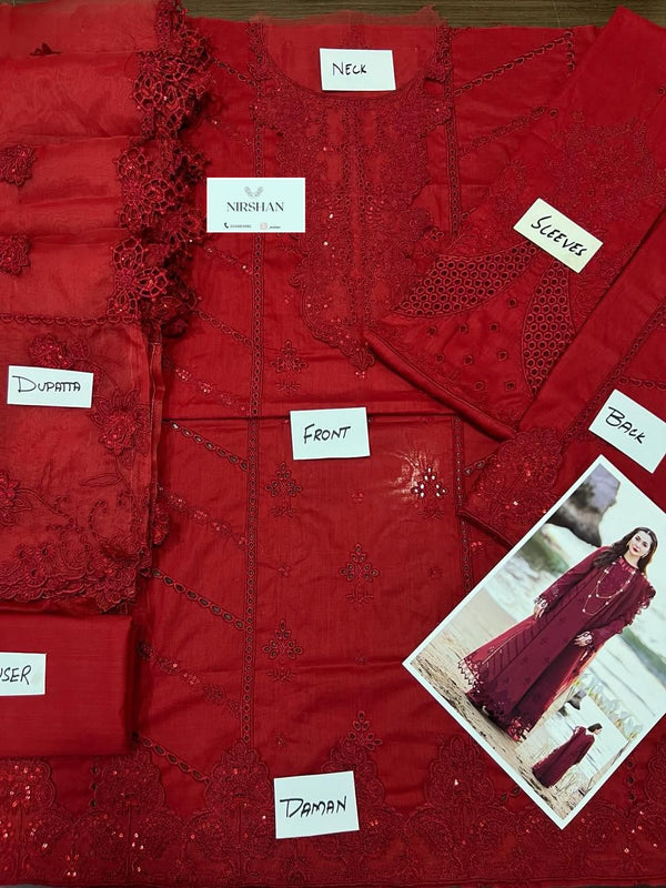 Qalamkar | Maroon - Luxury Lawn Collection Replica