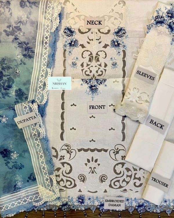 Maria B | White Floral - Cotton Collection Replica
