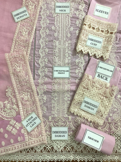 Qalamkar | Light Pink - Luxury Lawn Chikankari Collection Replica