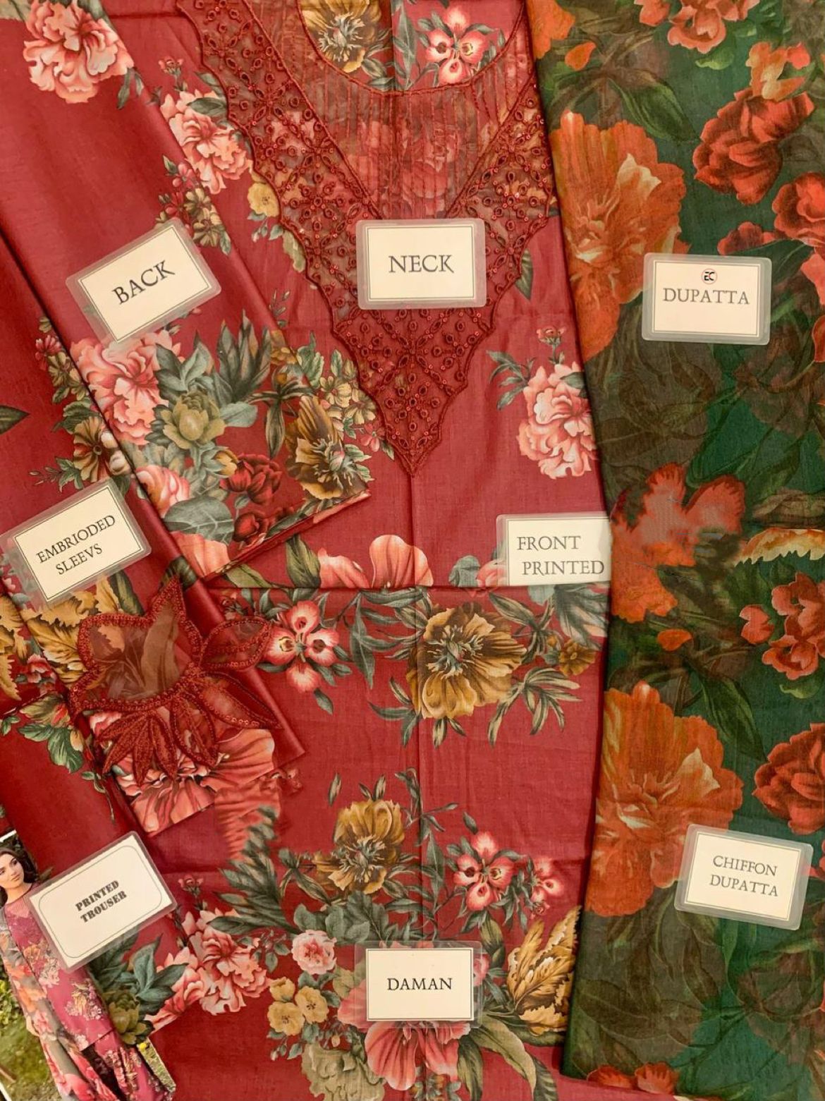 Iznik | Maroon - Lawn Collection Replica