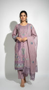 DUSTY PINK CHIKANKARI KHADDAR