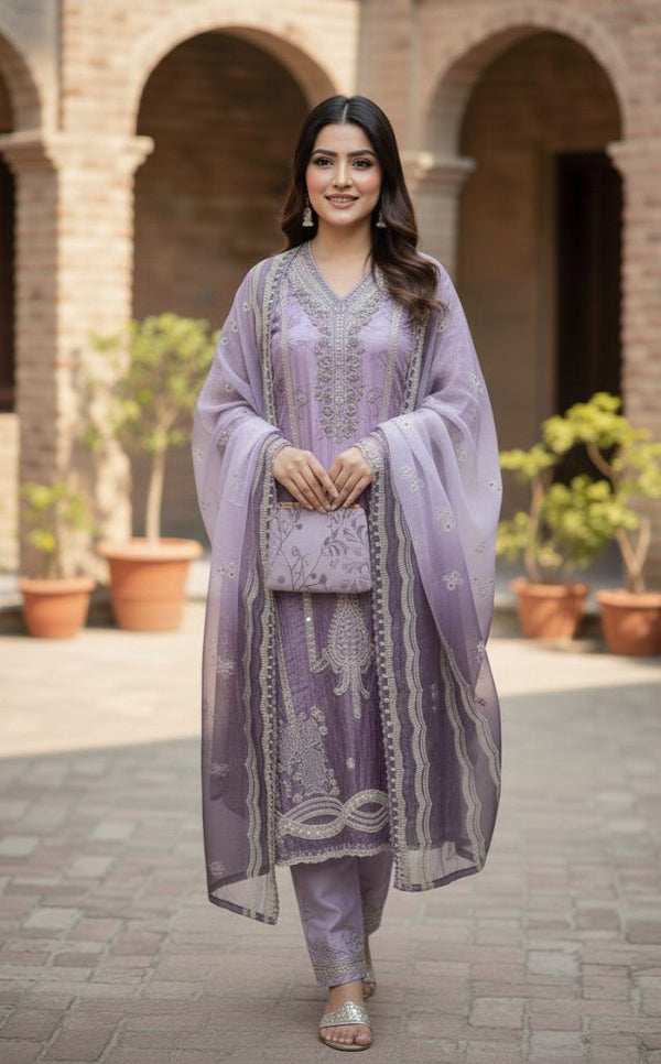 LILAC OMBRE ORGANZA 3PC