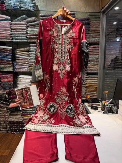 ETHNC SILK KAFTAN 2PC E-1149 STICHED (Delivery Time 10 to 15 Days)