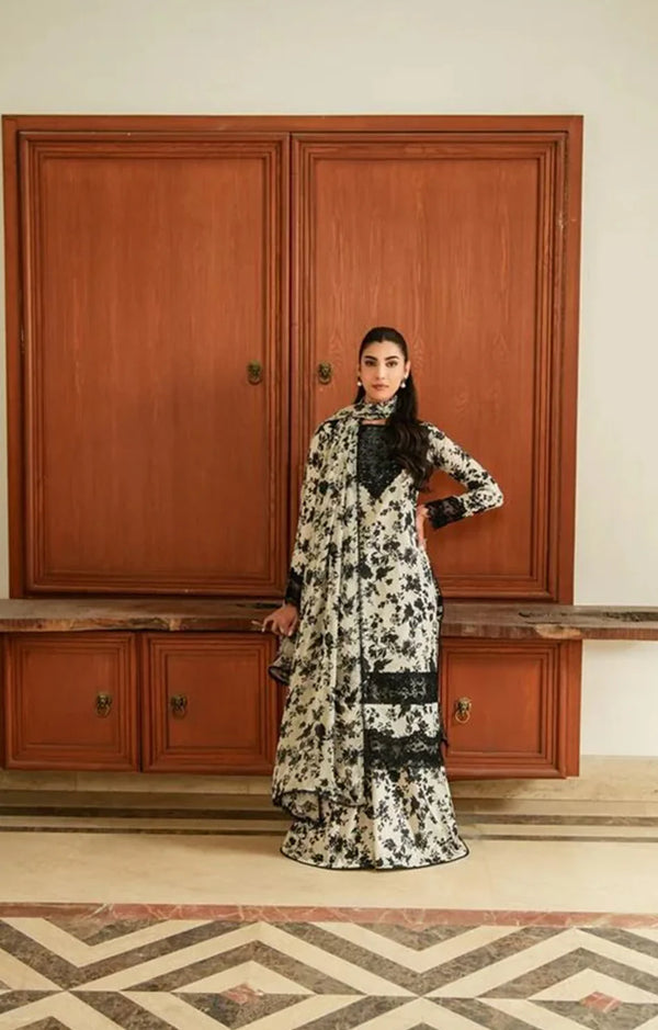ANEELAS SILK PRINT B & W