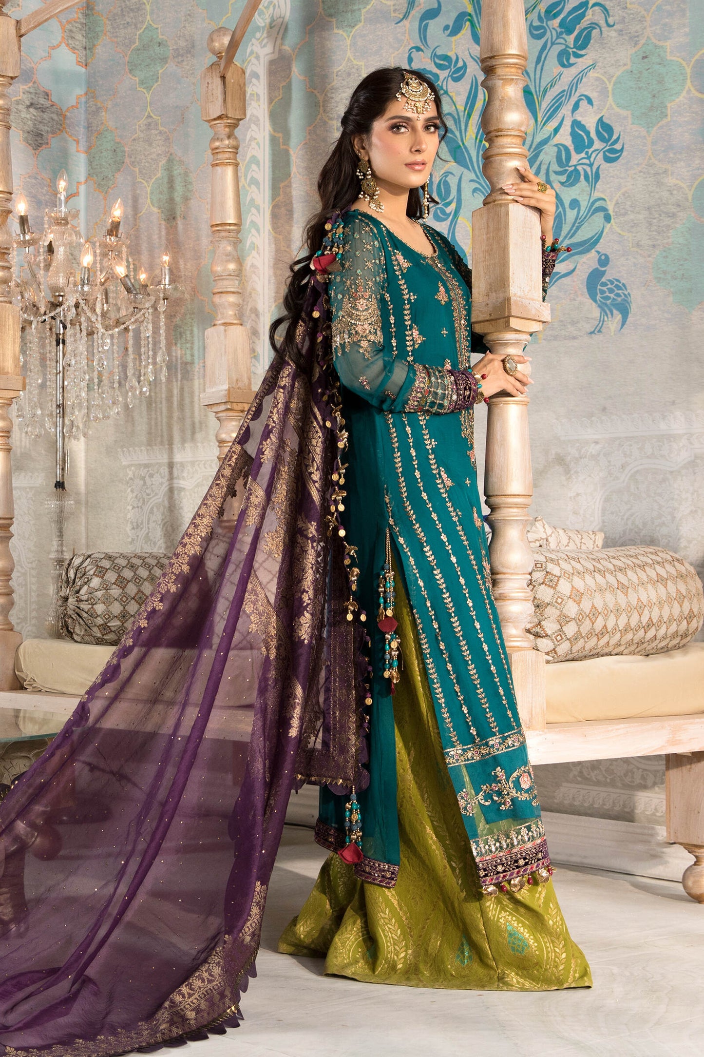 Maria B Dark Green Chiffon Formal Collection Replica