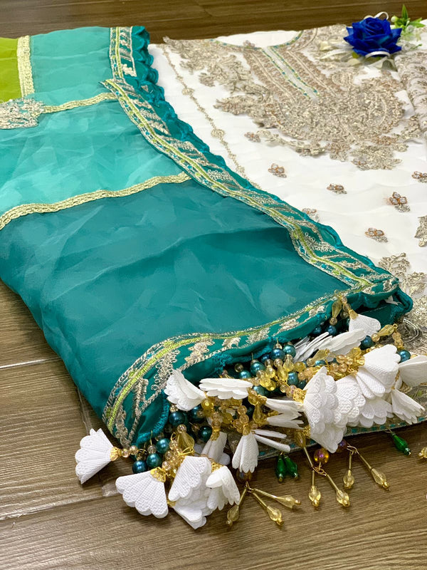 Maria B White Chiffon Formal Collection Replica