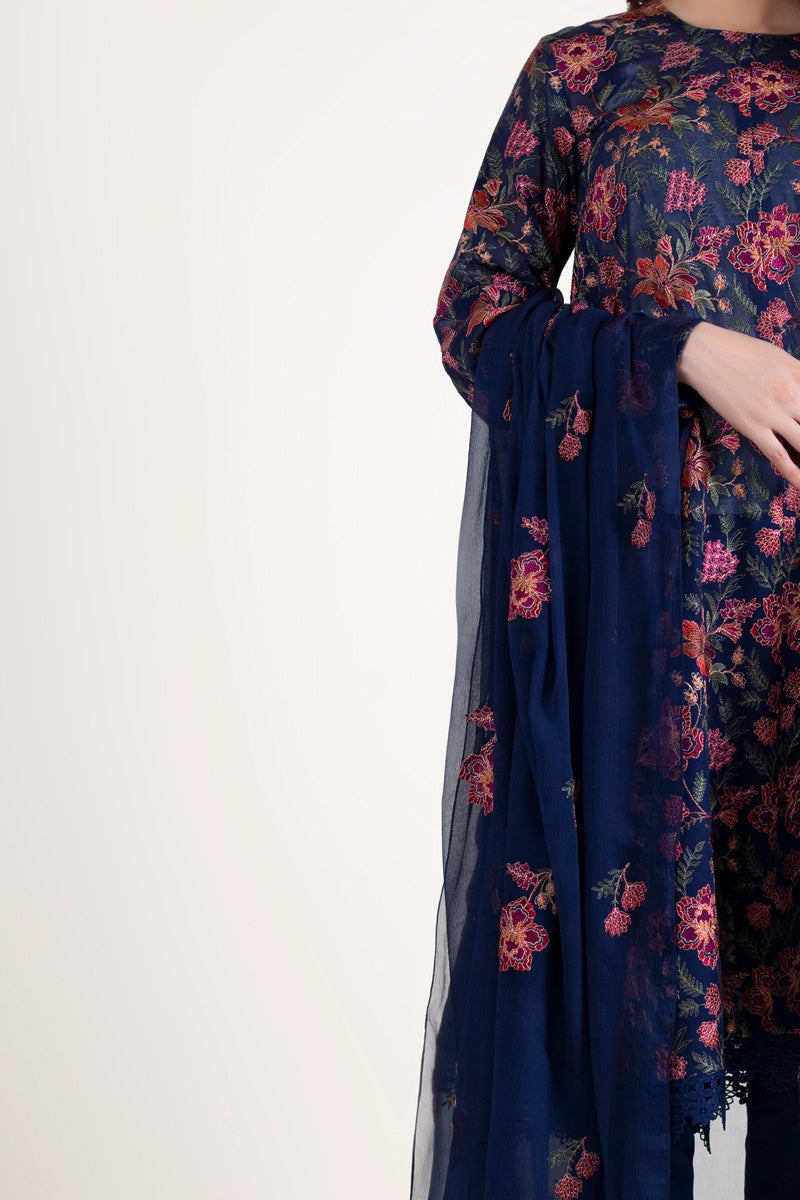 Bareeze Navy Blue Chiffon Collection Replica