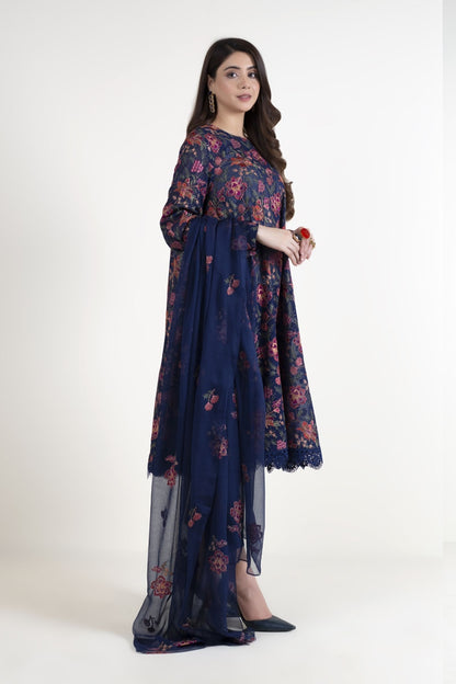 Bareeze Navy Blue Chiffon Collection Replica