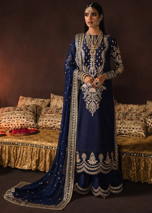 Afrozeh Blue Velvet Formal Collection Replica