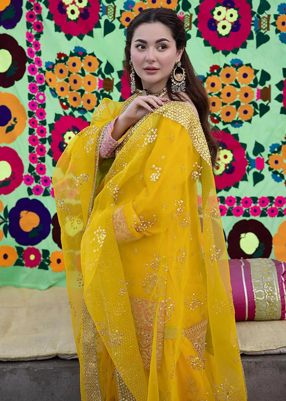 Nirshan Yellow Organza Bridal Collection Replica